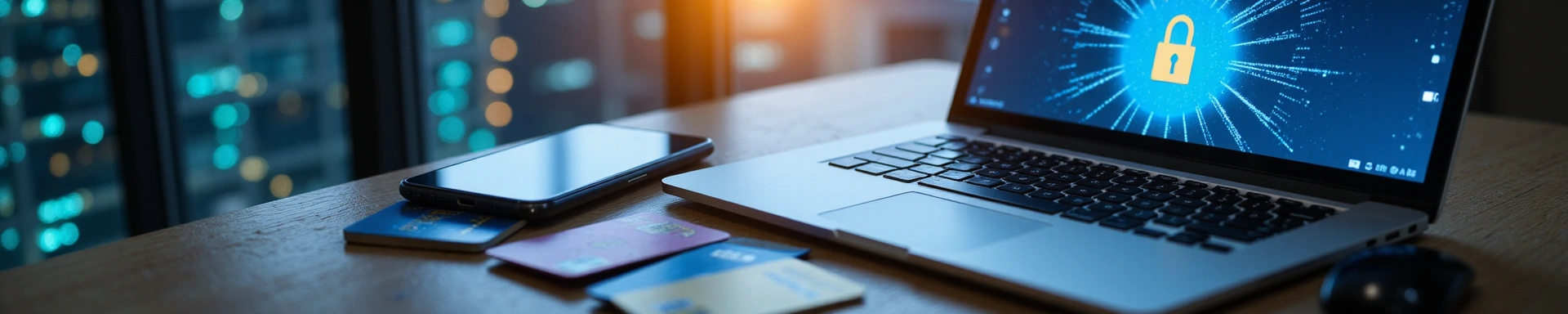 Secure online payment process with lock icon and credit cards