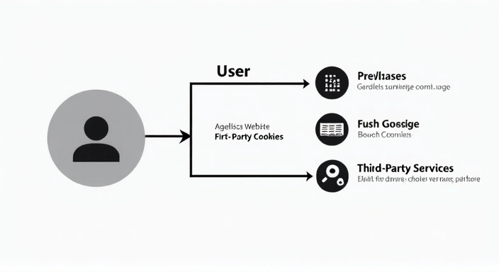 Diagram showing data flow between a user, Agellisse website, and third-party services via cookies