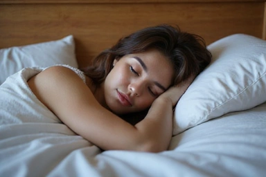 A person sleeping peacefully, indicating good rest