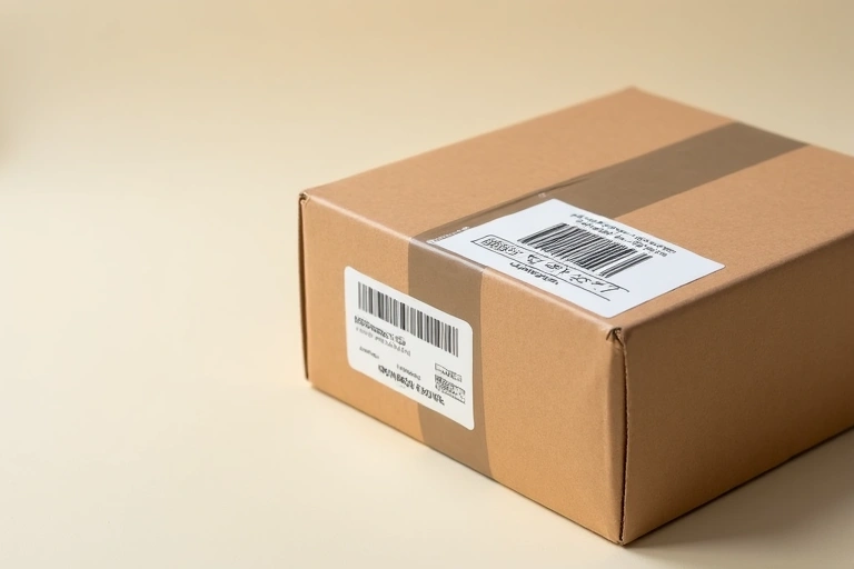 A package being returned with a shipping label, symbolizing returns and refunds.